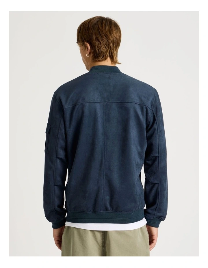 Sueded Bomber Jacket in Blue image 6