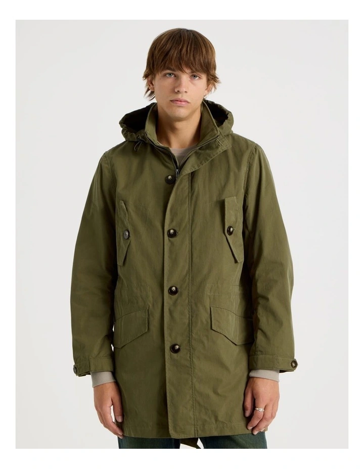 Fishtail Parka Jacket in Olive image 2