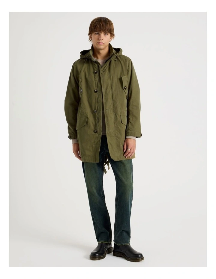 Fishtail Parka Jacket in Olive image 3