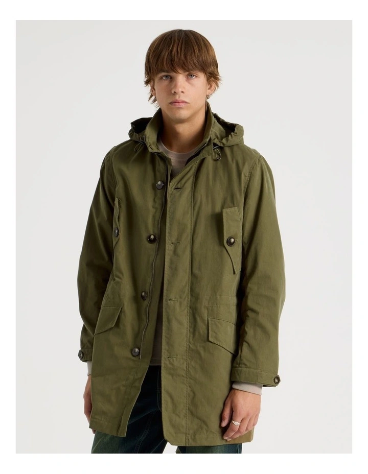 Fishtail Parka Jacket in Olive image 5