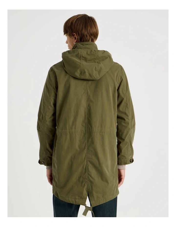 Fishtail Parka Jacket in Olive image 6