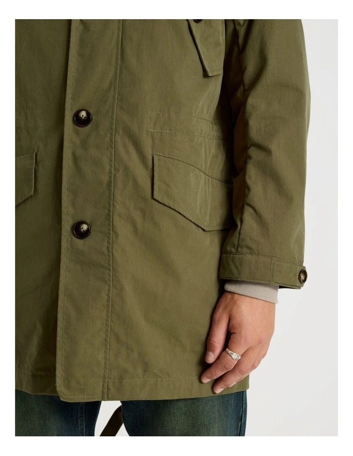 Fishtail Parka Jacket in Olive image 7