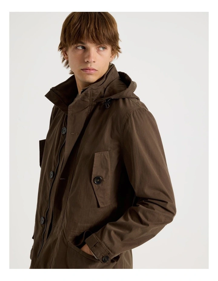 Fishtail Parka Jacket in Dark Brown image 3