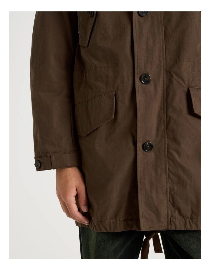 Fishtail Parka Jacket in Dark Brown image 7