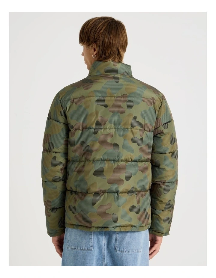 Mid Length Puffer Jacket in Green Camo image 5