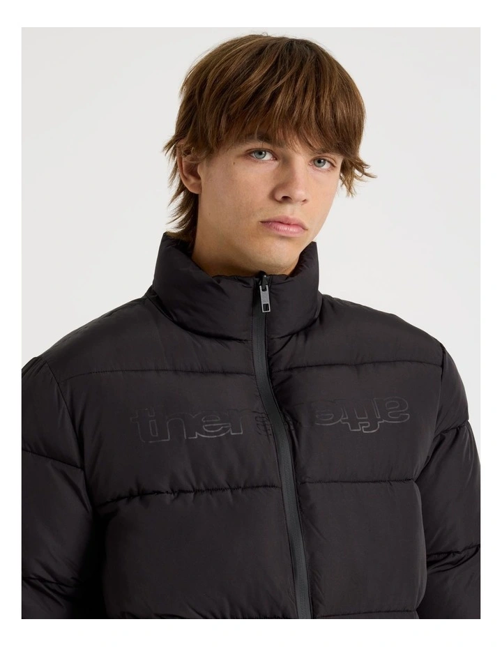 Mid Length Puffer Jacket in Black image 2
