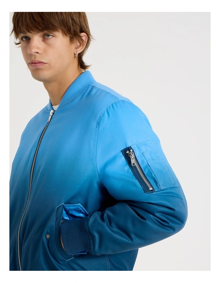 Ombre Bomber Jacket in Blue image 4