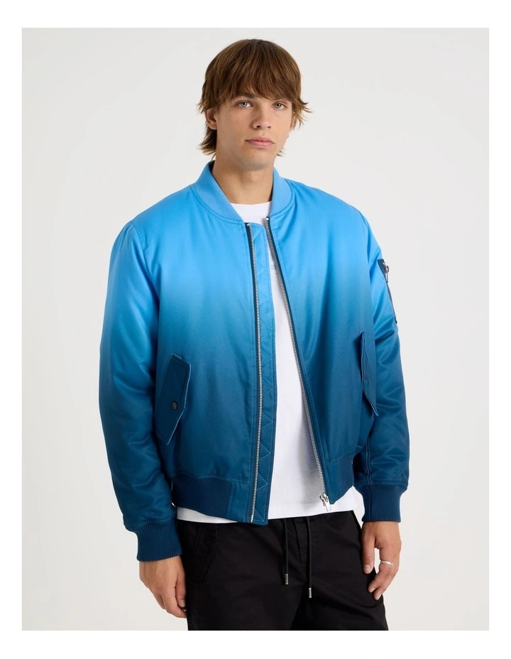 Ombre Bomber Jacket in Blue image 5