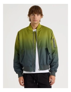 Ombre Bomber Jacket in Green