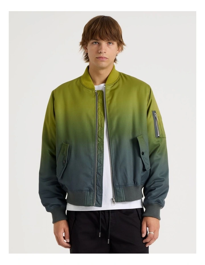 Ombre Bomber Jacket in Green image 1