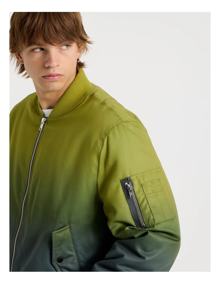 Ombre Bomber Jacket in Green image 4