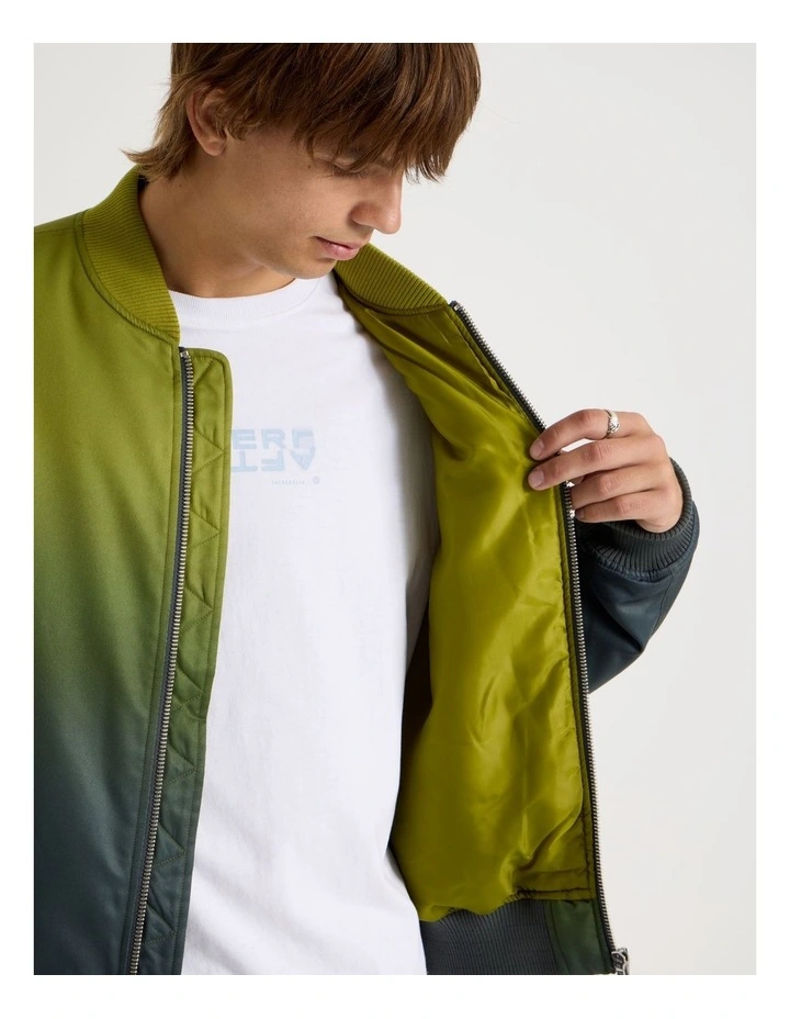 Ombre Bomber Jacket in Green image 6