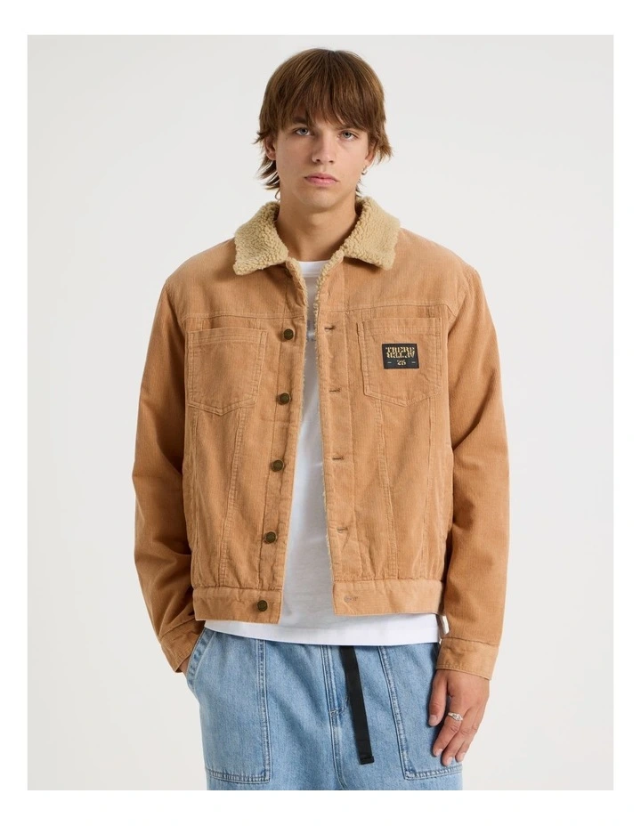 Cord Sherpa Jacket in Tan image 1