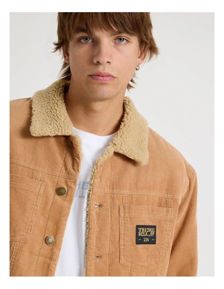 Cord Sherpa Jacket in Tan image 2