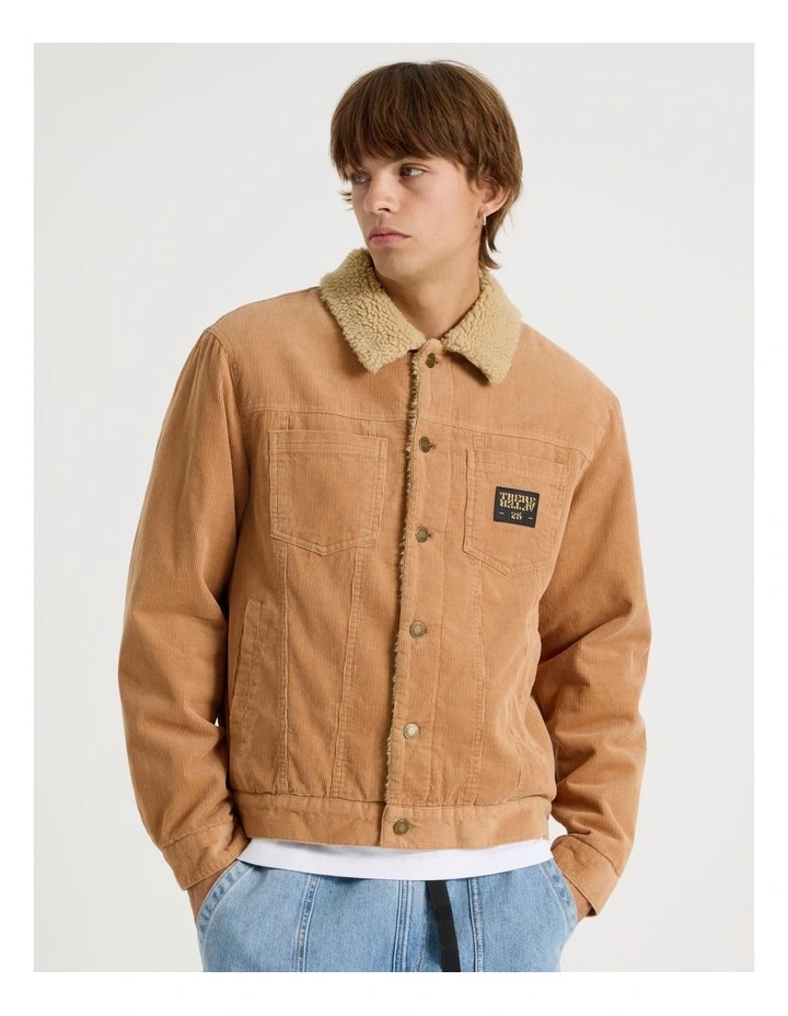 Cord Sherpa Jacket in Tan image 5