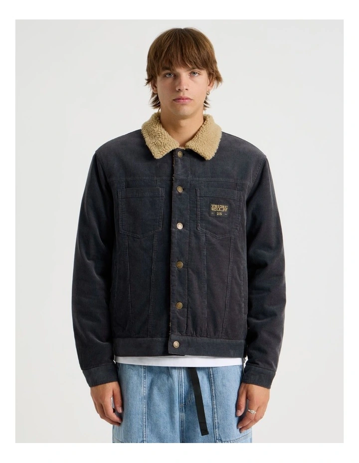 Cord Sherpa Jacket in Charcoal image 1