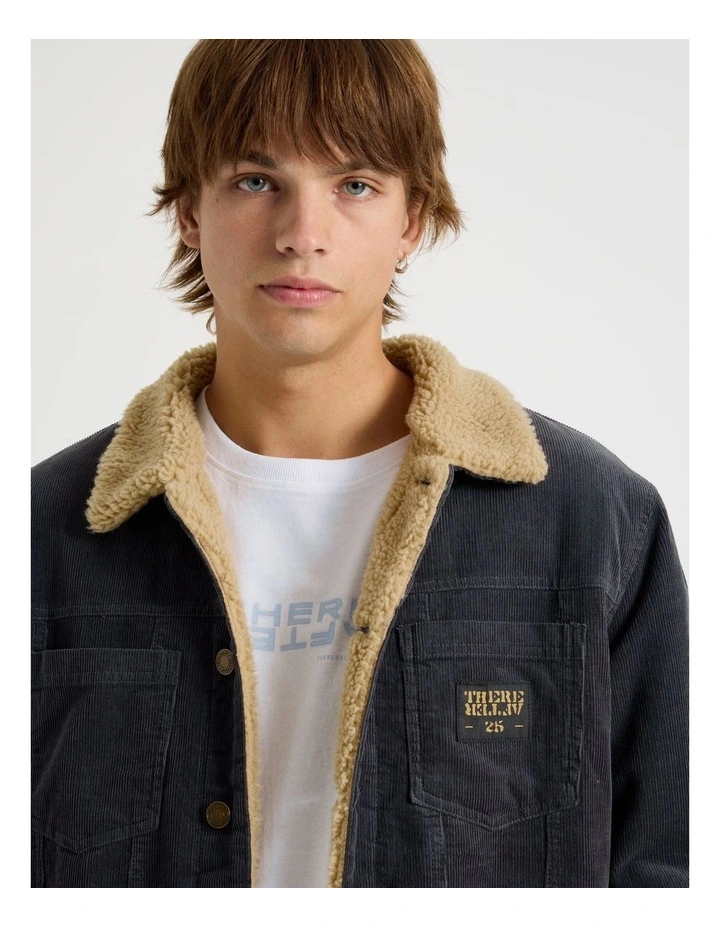 Cord Sherpa Jacket in Charcoal image 2