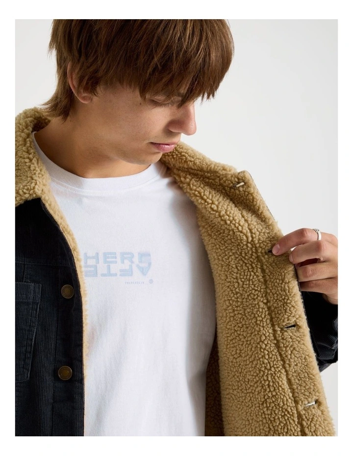 Cord Sherpa Jacket in Charcoal image 4