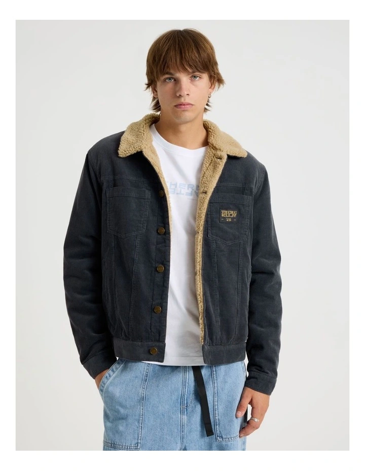 Cord Sherpa Jacket in Charcoal image 5