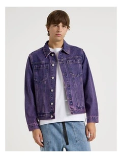 Coloured Wash Denim Trucker Jacket in Pink