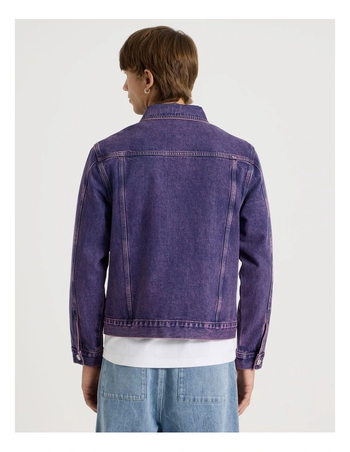 Coloured Wash Denim Trucker Jacket in Pink image 6
