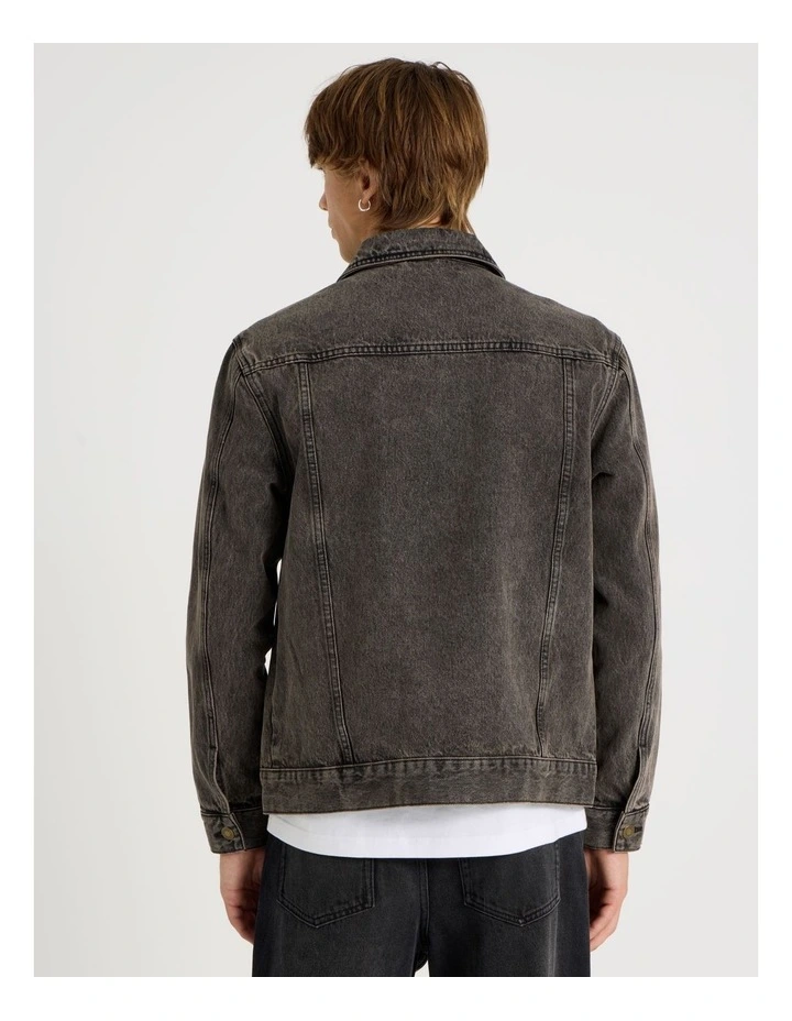 Coloured Wash Denim Trucker Jacket in Brown image 6