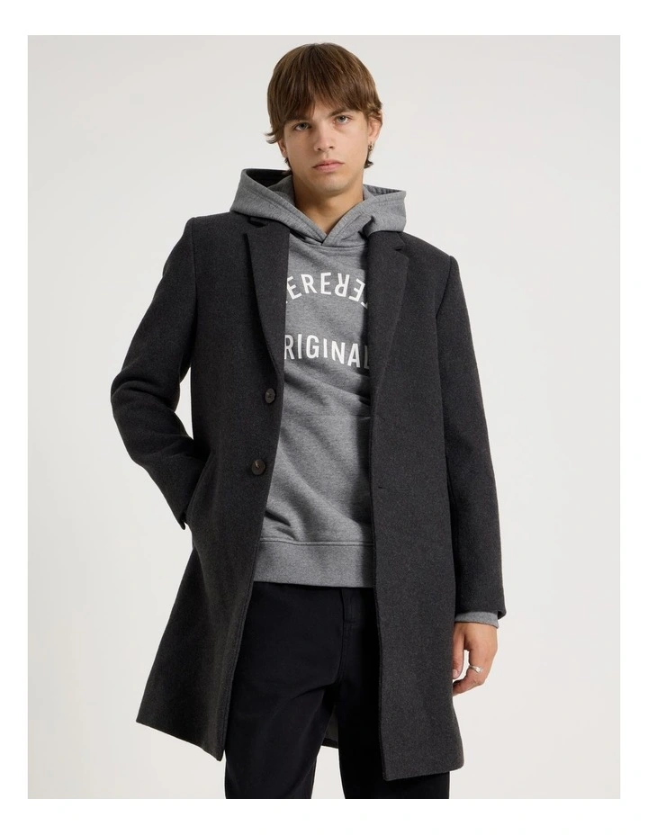 Longline Tailored Coat in Charcoal Marle image 2