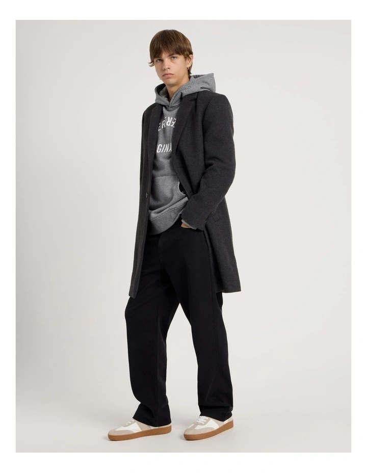 Longline Tailored Coat in Charcoal Marle image 4