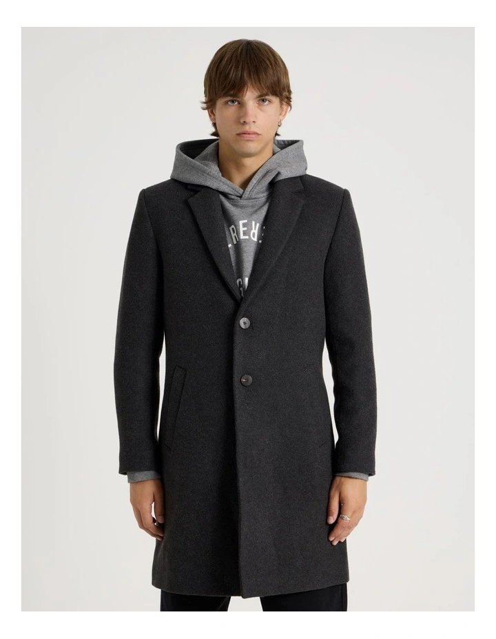 Longline Tailored Coat in Charcoal Marle image 5