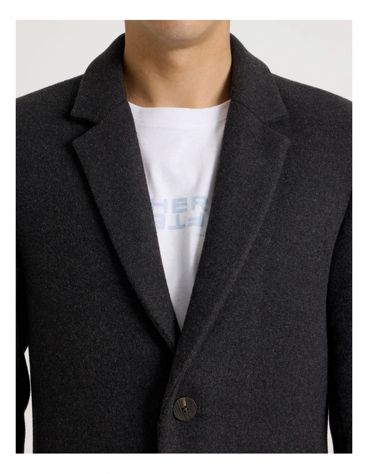 Longline Tailored Coat in Charcoal Marle image 7