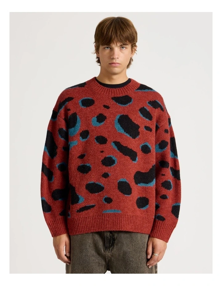 Intarsia Leopard Crew Knit in Rust image 5