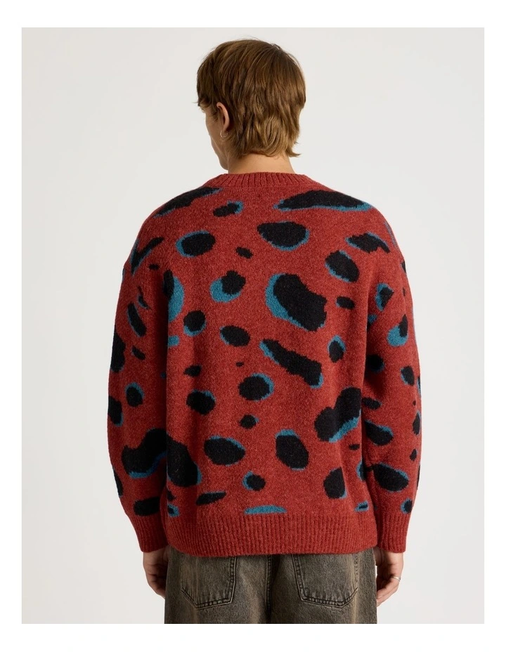 Intarsia Leopard Crew Knit in Rust image 6