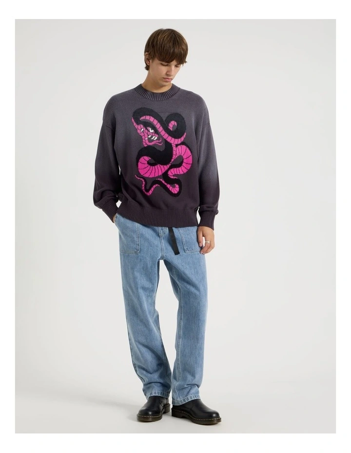 Placement Snake Distressed Knit in Black image 2