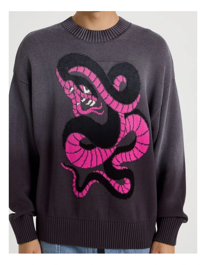 Placement Snake Distressed Knit in Black image 3