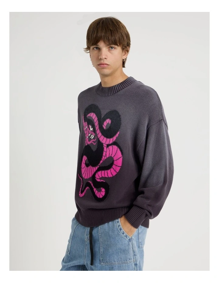 Placement Snake Distressed Knit in Black image 5