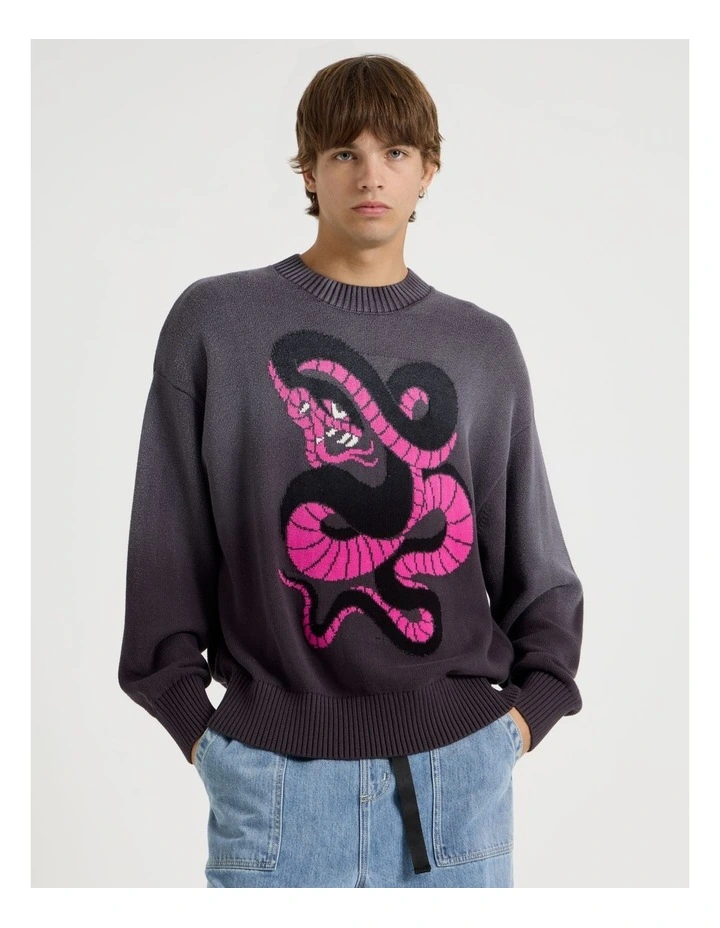 Placement Snake Distressed Knit in Black image 7