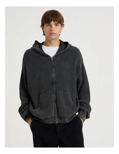 Gothic Zip Thru Knit in Black