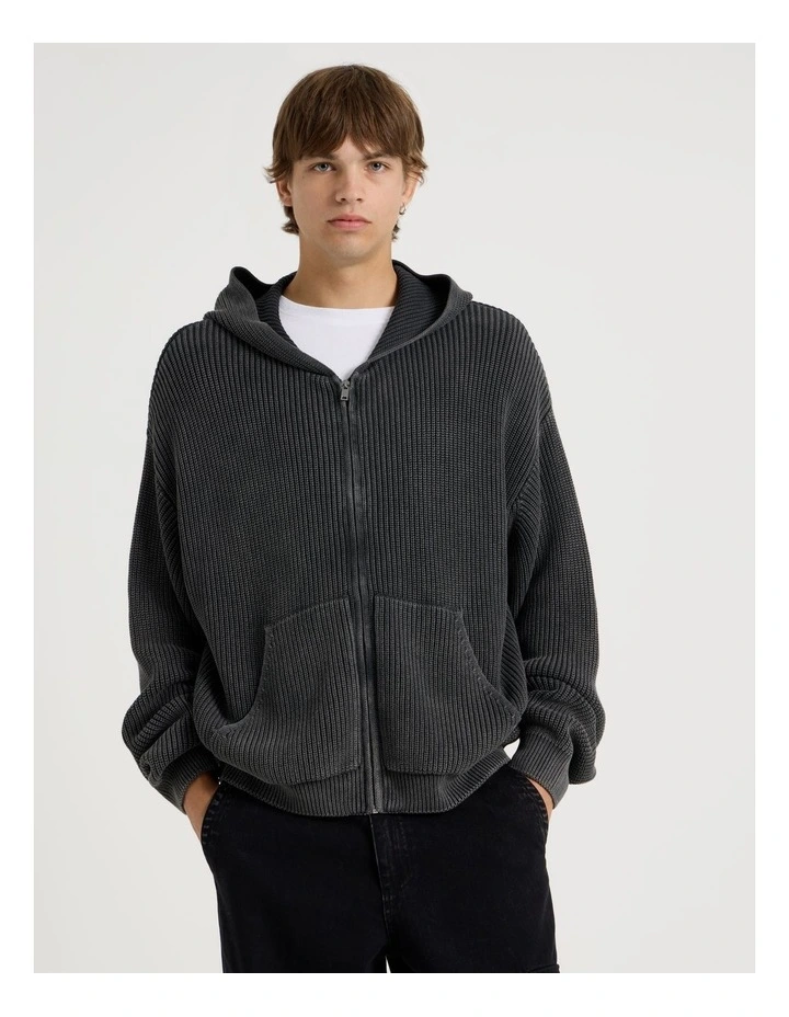 Gothic Zip Thru Knit in Black image 1