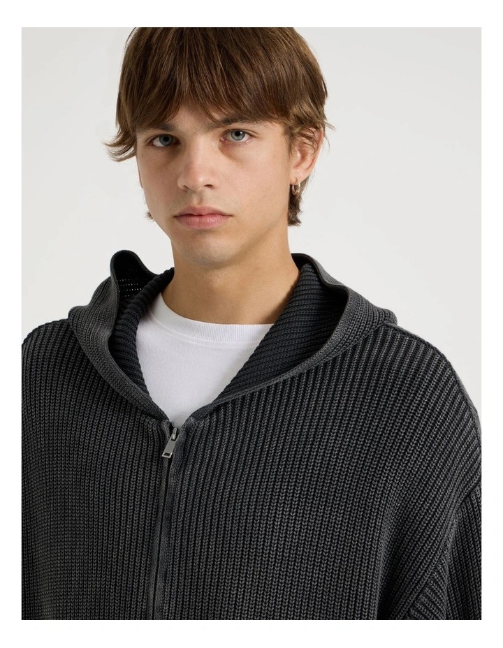 Gothic Zip Thru Knit in Black image 2