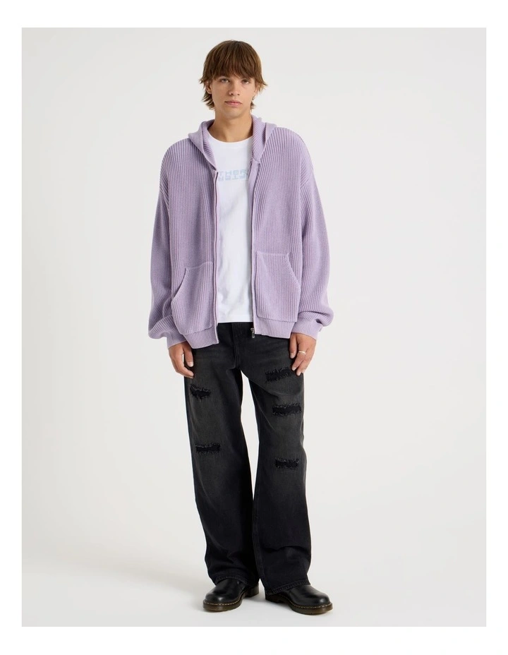 Gothic Zip Thru Knit in Lilac image 3