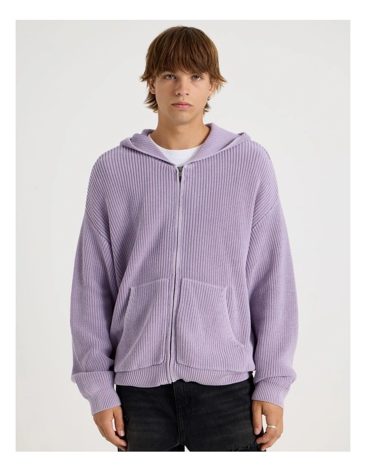 Gothic Zip Thru Knit in Lilac image 4