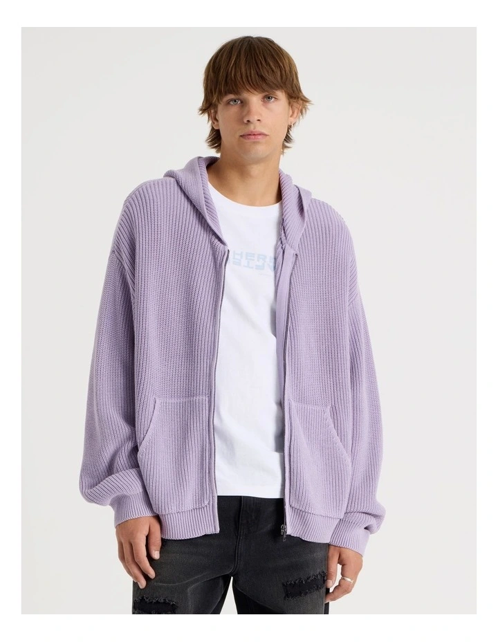 Gothic Zip Thru Knit in Lilac image 7