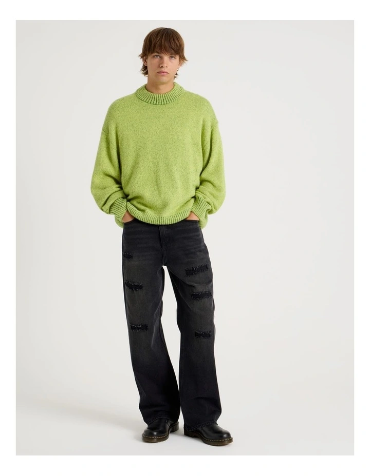 Neon Crew Knit in Lime image 2