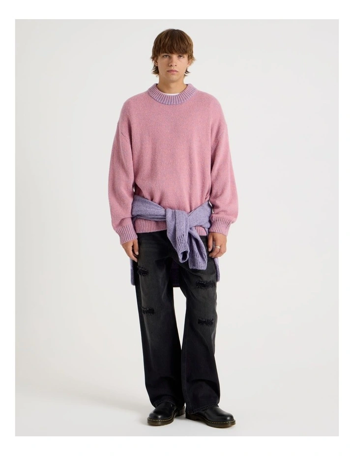 Neon Crew Knit in Pink image 2