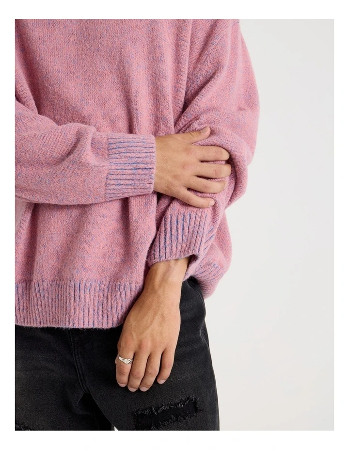 Neon Crew Knit in Pink image 3