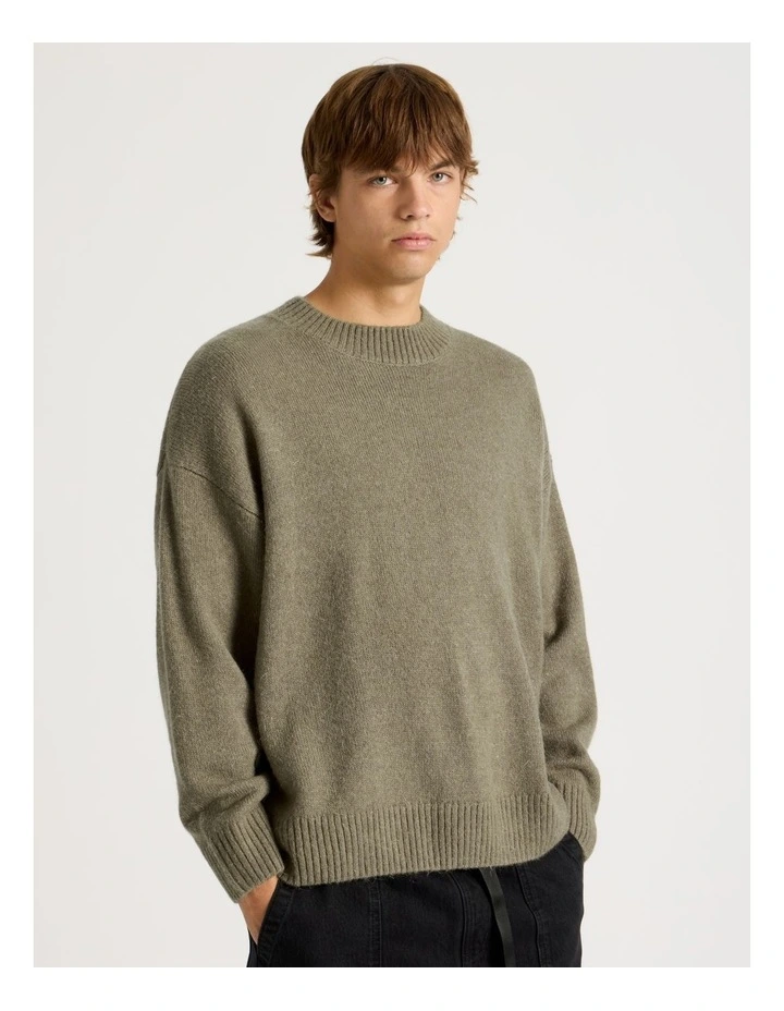 Core Relaxed Crew Neck Knit in Stone image 1