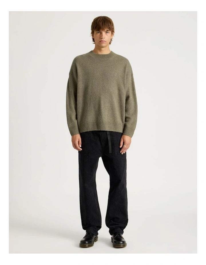 Core Relaxed Crew Neck Knit in Stone image 2