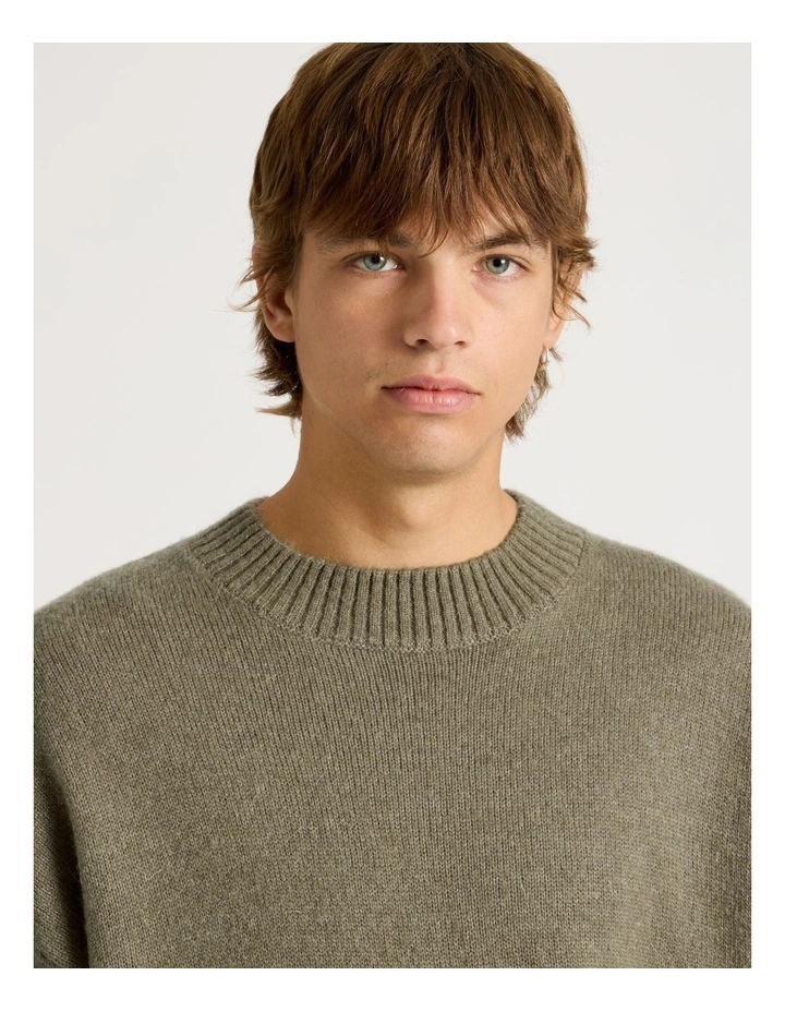 Core Relaxed Crew Neck Knit in Stone image 3