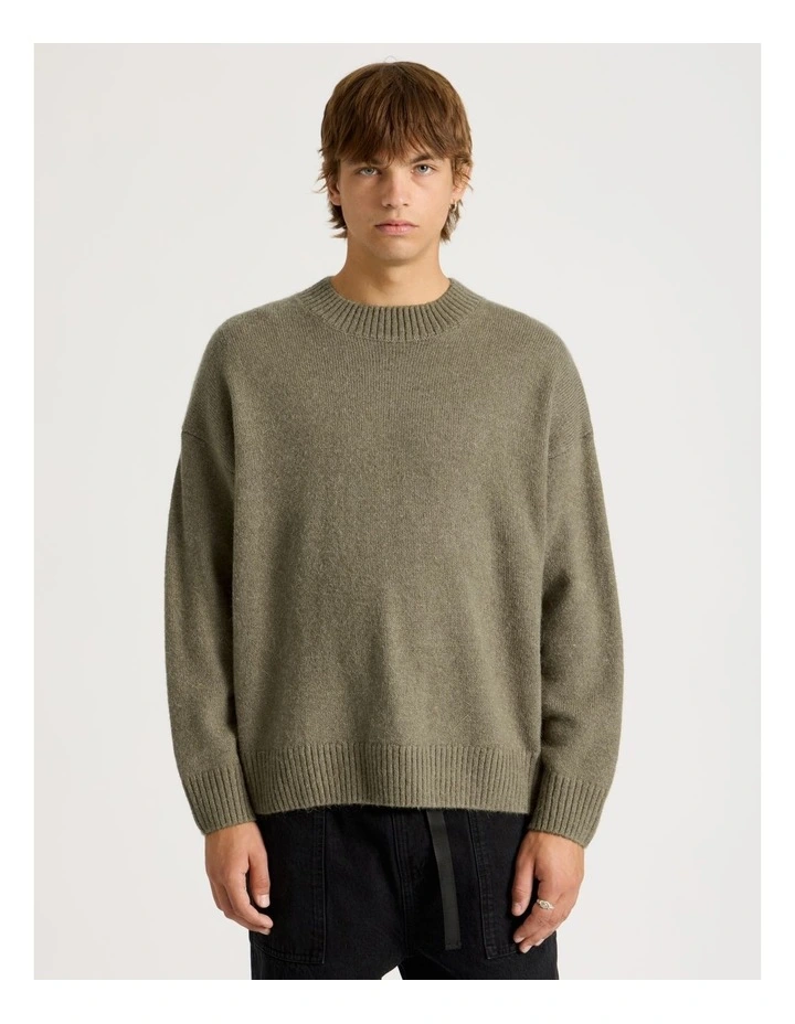 Core Relaxed Crew Neck Knit in Stone image 4