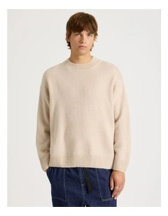 Core Relaxed Crew Neck Knit in Stone